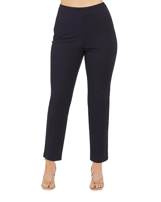 Spanx Cotton Polished Slim-fit Pants in Blue | Lyst