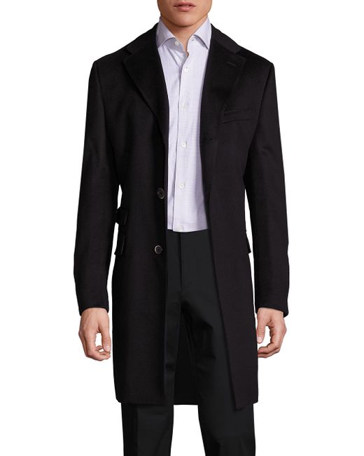 Corneliani Virgin Wool Long Coat in Black for Men - Lyst