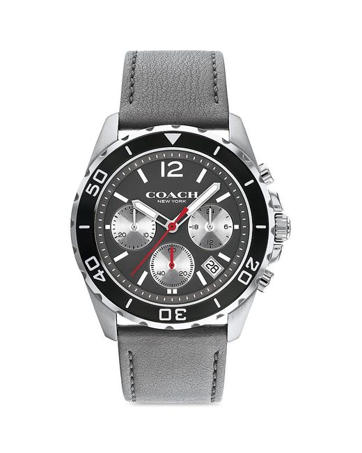 COACH Leather Kent Stainless Steel Chronograph Watch in Grey (Gray) for