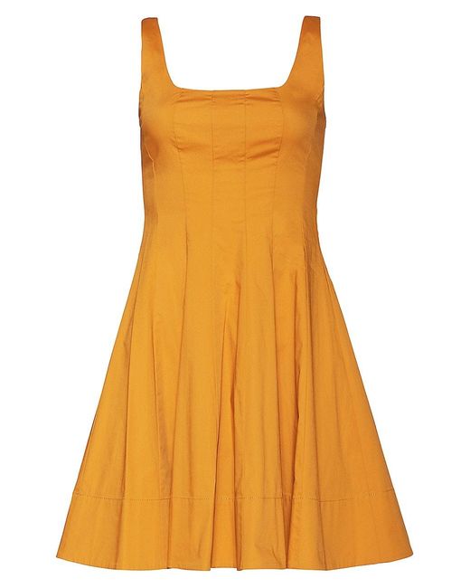 STAUD Wells Cotton Poplin Midi-dress in Honey (Orange) | Lyst