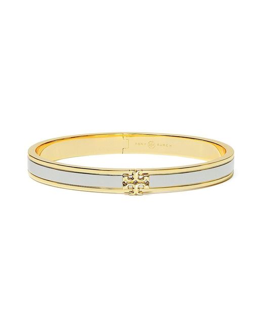 Tory Burch Kira Twotone Logo Bangle in Metallic Lyst