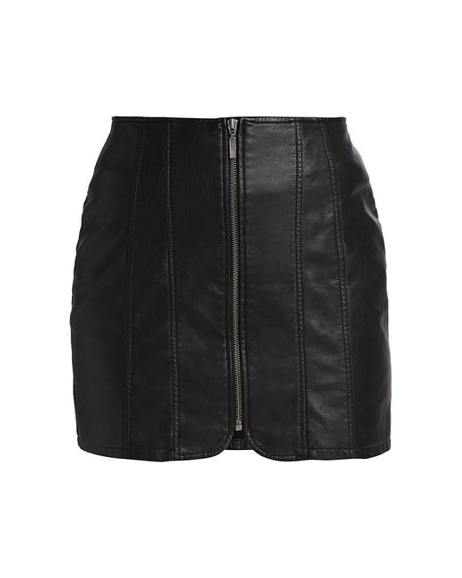 Free People Layla Faux Leather Miniskirt in Black | Lyst