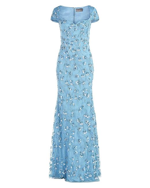 THEIA Synthetic Bree Cap-sleeve Gown in Blue | Lyst