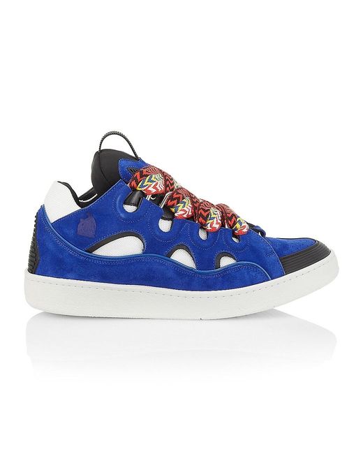 Lanvin Curb Suede Low-top Sneakers in Blue for Men | Lyst