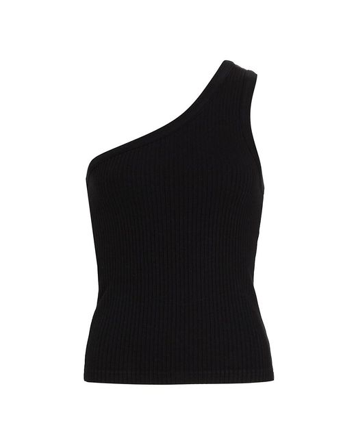Citizens of Humanity Cotton Narida Asymmetric Rib-knit Top in Black | Lyst