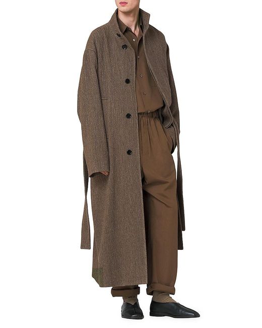 Lemaire Bathrobe Woven Coat in Brown for Men Lyst