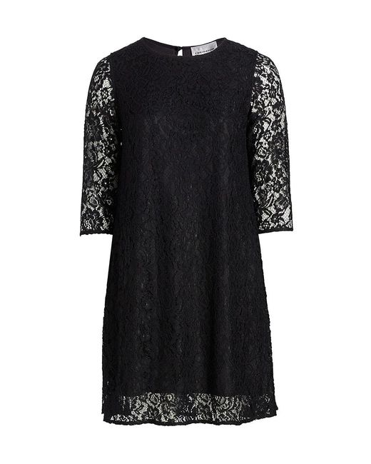 Caroline Rose, Plus Size Matte Crepe Flora Lace Midi Dress in Black | Lyst