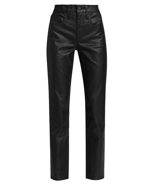 Levi's 724 High-rise Coated Straight Jeans in Black | Lyst