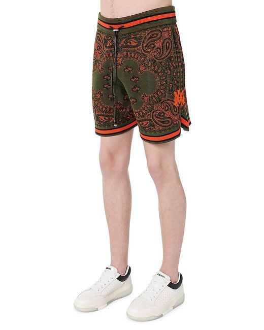 Amiri Cotton Bandana Basketball Shorts in Green Orange (Green) for Men Lyst