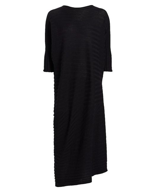 Issey Miyake Cotton Zigzag-knit Midi-dress in Black | Lyst