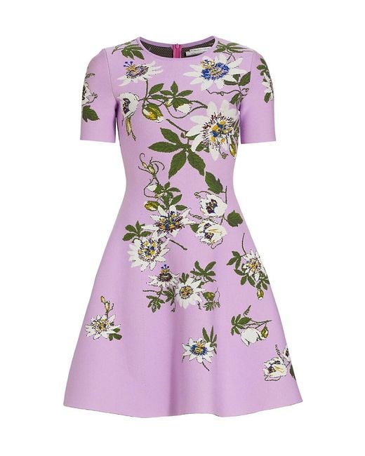 Oscar de la Renta Synthetic Jacquard-knit Passionflower Dress in Purple ...