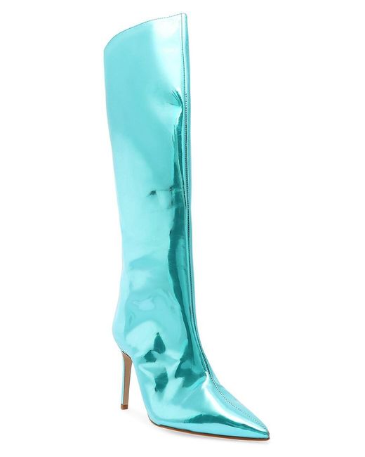 Schutz Mary Up Metallic Leather Kneehigh Boots in Blue Lyst
