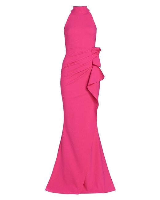 La Petite Robe Di Chiara Boni Gudrum Halter Ruffle Gown in Pink | Lyst