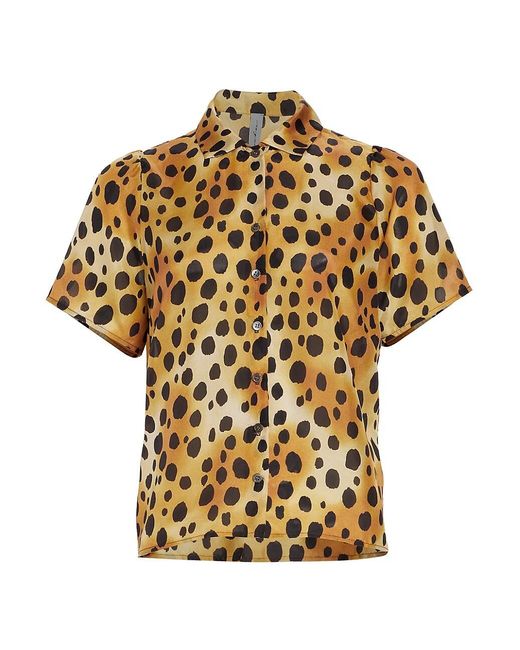 Raquel Allegra Leopard Silk Camp Shirt | Lyst