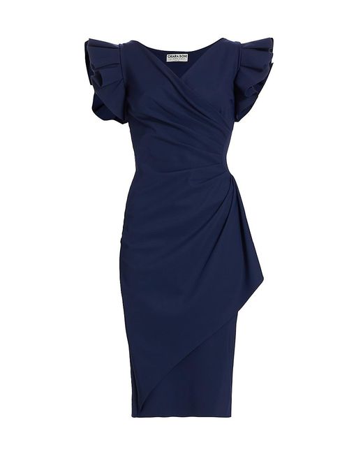 La Petite Robe Di Chiara Boni Beaurisse Ruffled Sheath Dress in Blue | Lyst