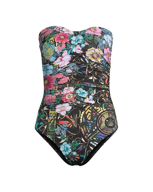 Johnny Was Ruched Floral One-piece Swimsuit in Blue | Lyst