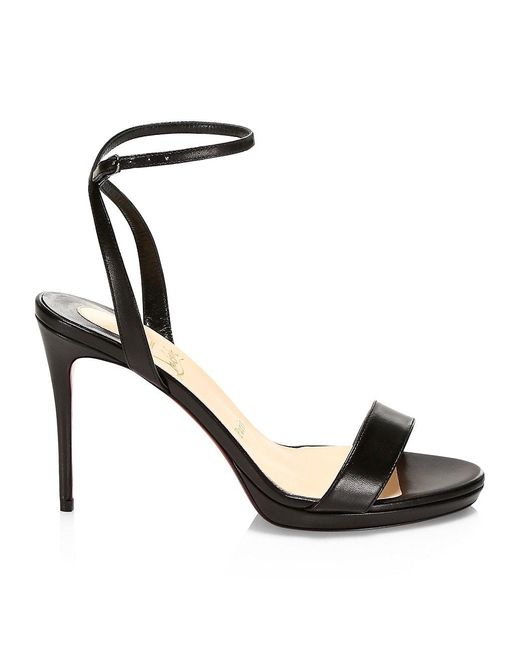Christian Louboutin Loubi Queen 100 Leather Sandals in Black | Lyst