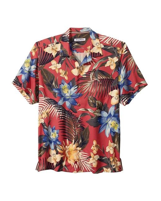 Tommy Bahama Crescent Grove Silk Camp Shirt in Red for Men Lyst