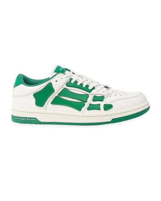 Amiri Skeleton Low-top Leather Sneakers in White Green (Green) for Men ...