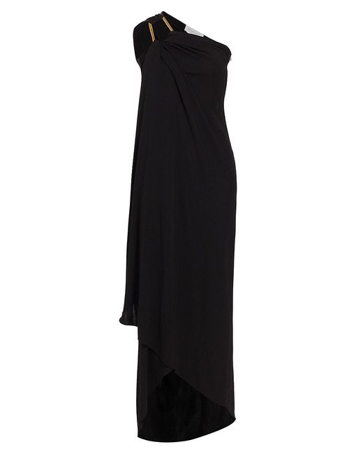 Michael Kors One Shoulder Matte Jersey Toga Gown in Black | Lyst