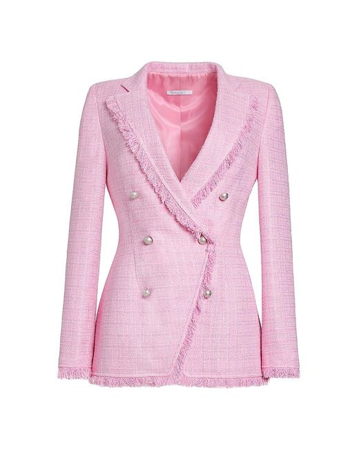 Santorelli Saba Doublebreasted Tweed Jacket in Pink Lyst