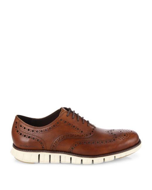 cole haan zerogrand wingtip oxfords tan