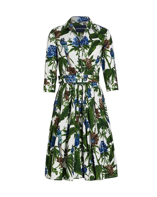 Samantha Sung Audrey Tropical-print Midi-dress in Green | Lyst
