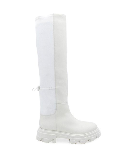 Gia Borghini Tubular Leather-scuba Knee-high Boots in Ivory (White) | Lyst