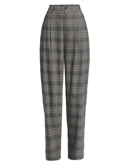 Anine Bing Carrie High-rise Plaid Pants in Gray | Lyst