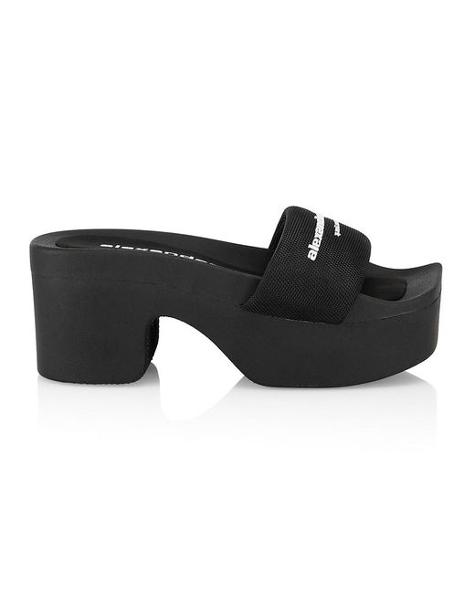 Alexander Wang Aw Logo Platform Slides in Black | Lyst