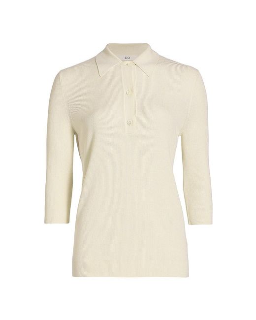 Co. Silk Polo Shirt in White | Lyst