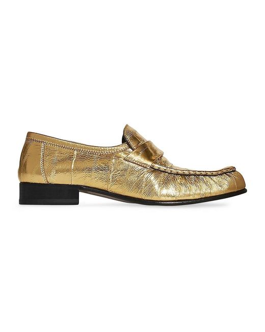 The Row Leather Metallic Eel Skin Loafers | Lyst
