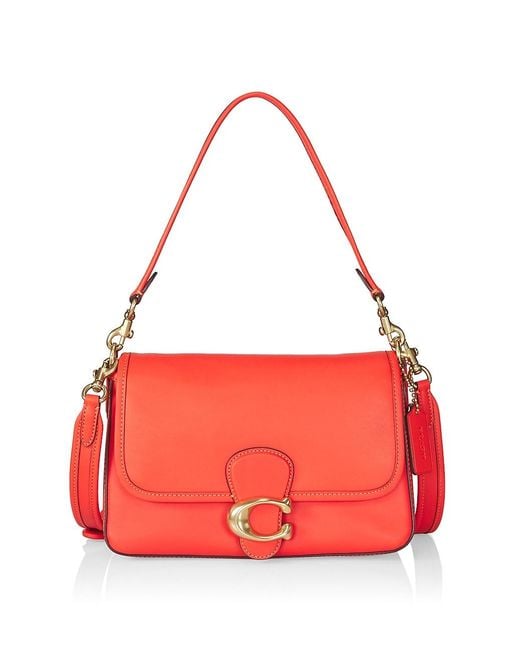 COACH Soft Tabby Calf Leather Shoulder Bag in Red Orange (Red) Lyst