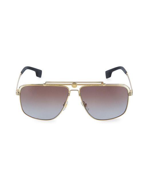 Versace 61mm Navigator Sunglasses in Gold (Metallic) | Lyst