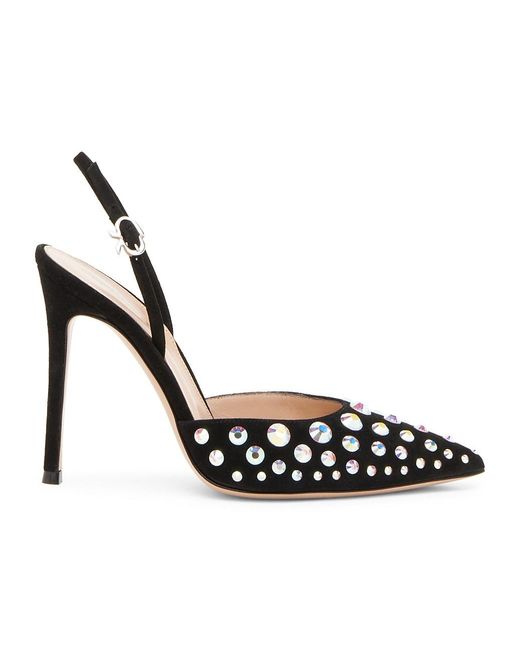 Gianvito Rossi Spectra Suede Embellished Slingback Pumps in Black ...