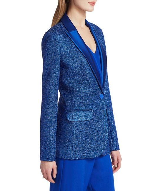 St. John Silk Liquid Shimmer Blazer in Electric Blue (Blue) Lyst