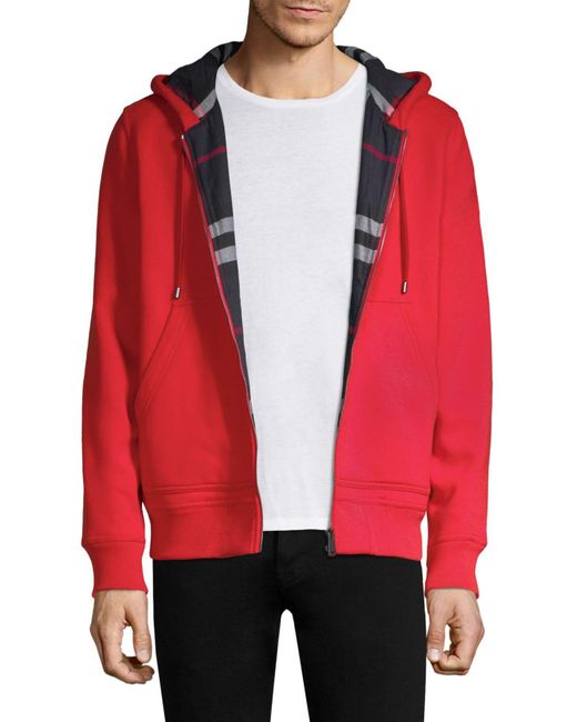 Burberry Fordsoncore Zip Up Hoodie in Red for Men | Lyst
