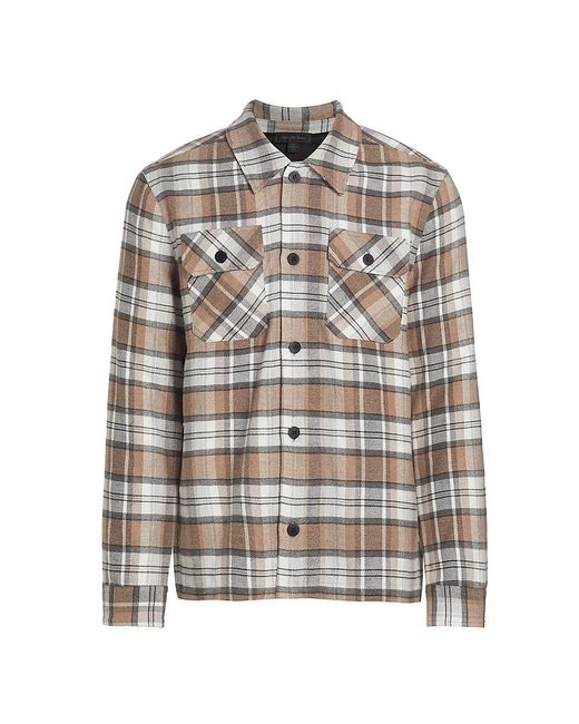 Saks Fifth Avenue Collection Plaid Flannel Shirt Jacket in Gray for Men ...