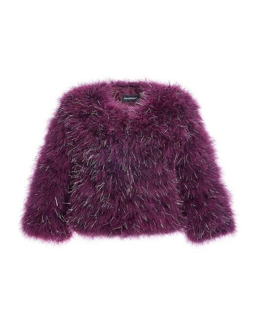 Maximilian Dyed Feather Metallic Bolero Jacket in Purple Lyst
