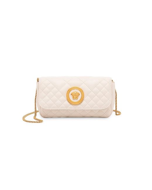 Versace Quilted Leather Crossbody Bag in Natural Lyst
