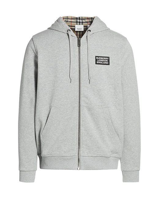 Burberry Hove Check Zip in Gray for Men | Lyst
