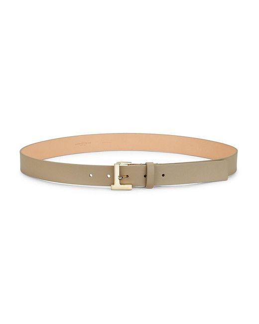 Lafayette 148 New York Beam Buckle Leather Belt in Taupe (Gray) | Lyst