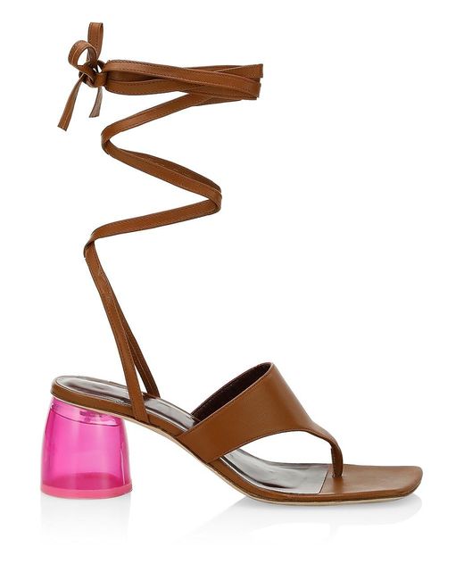 STAUD Leather Adora Lace-up Thong Sandals | Lyst