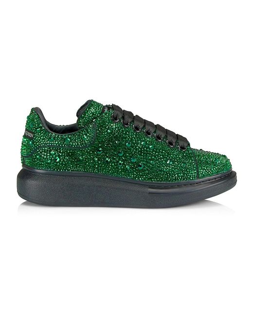 Alexander McQueen Leather Oversized Crystal Embellished Sneakers in