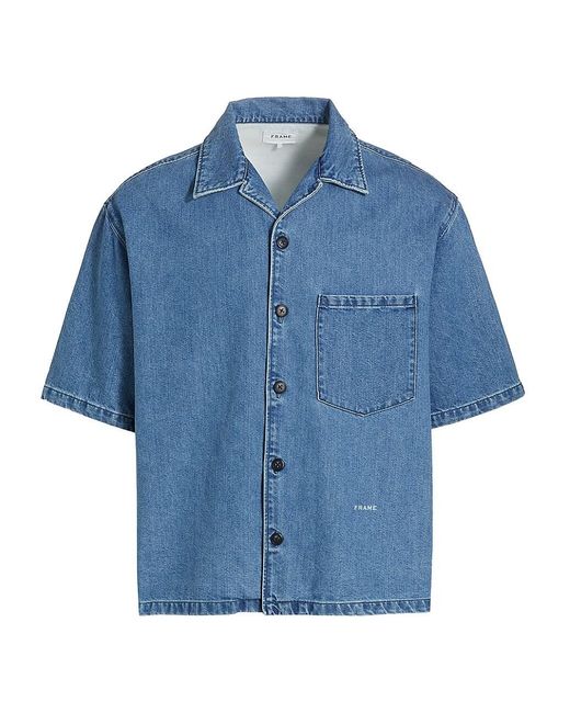 FRAME Silk Short-sleeve Denim Shirt in Blue for Men | Lyst
