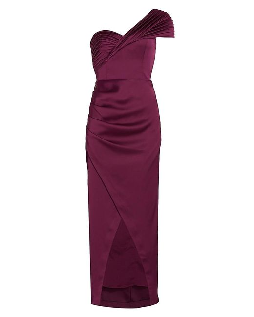 THEIA Gisela One-shoulder Satin Dress in Purple | Lyst