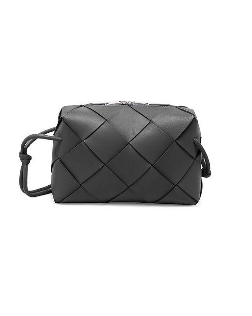 Bottega Veneta Small Intreccio Leather Camera Bag in Black | Lyst