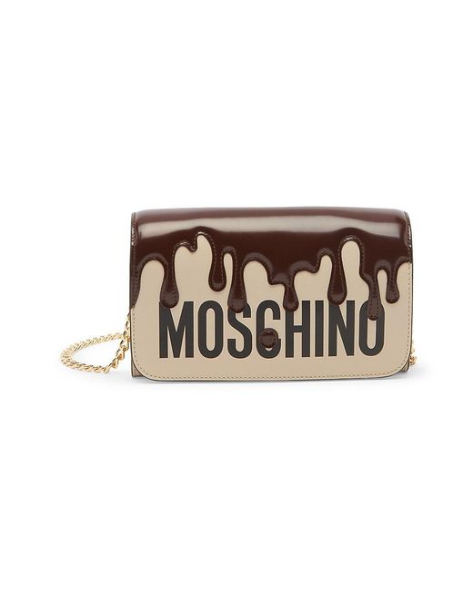 Moschino Leather Logo Drip Wallet-on-chain in White | Lyst