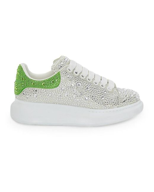 Alexander McQueen Oversized Crystal-embellished Leather Sneakers in ...