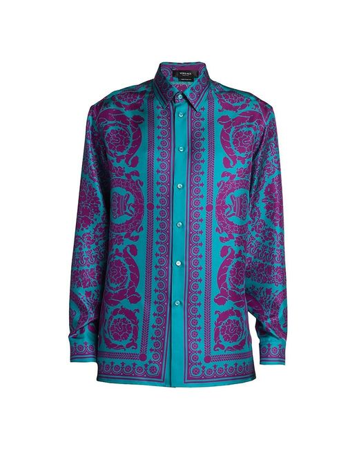 Versace Informal Silk Shirt in Teal Plum (Blue) for Men | Lyst